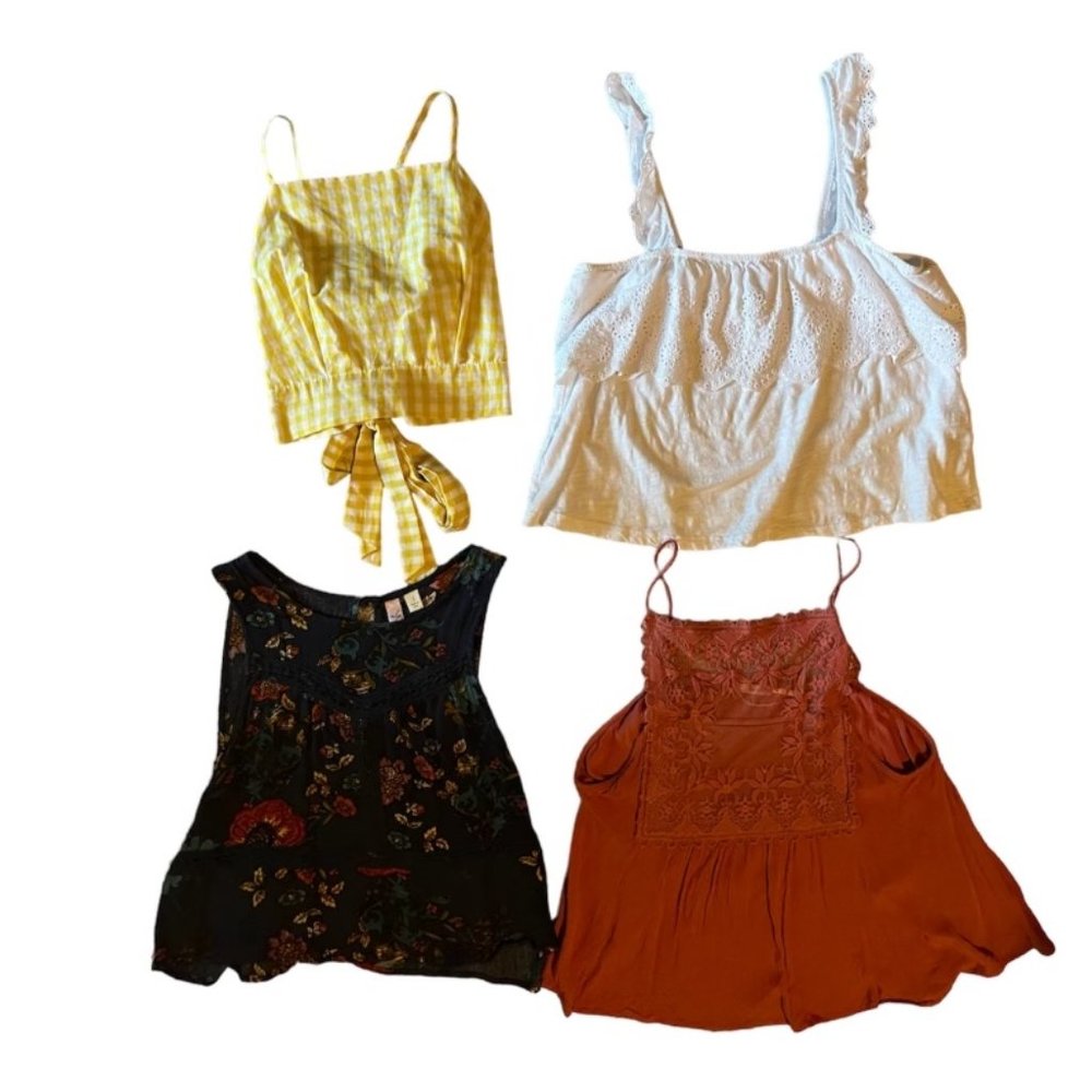 Bundle of FOUR summer tops, Sz SMALL